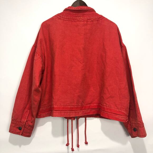 We The Free Womens Dahlia Utility Cotton & Linen Jacket Washed Red Size M - Picture 11 of 11